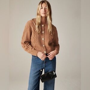 J Crew Caramel Alpaca Merino Button front Cardigan, Small